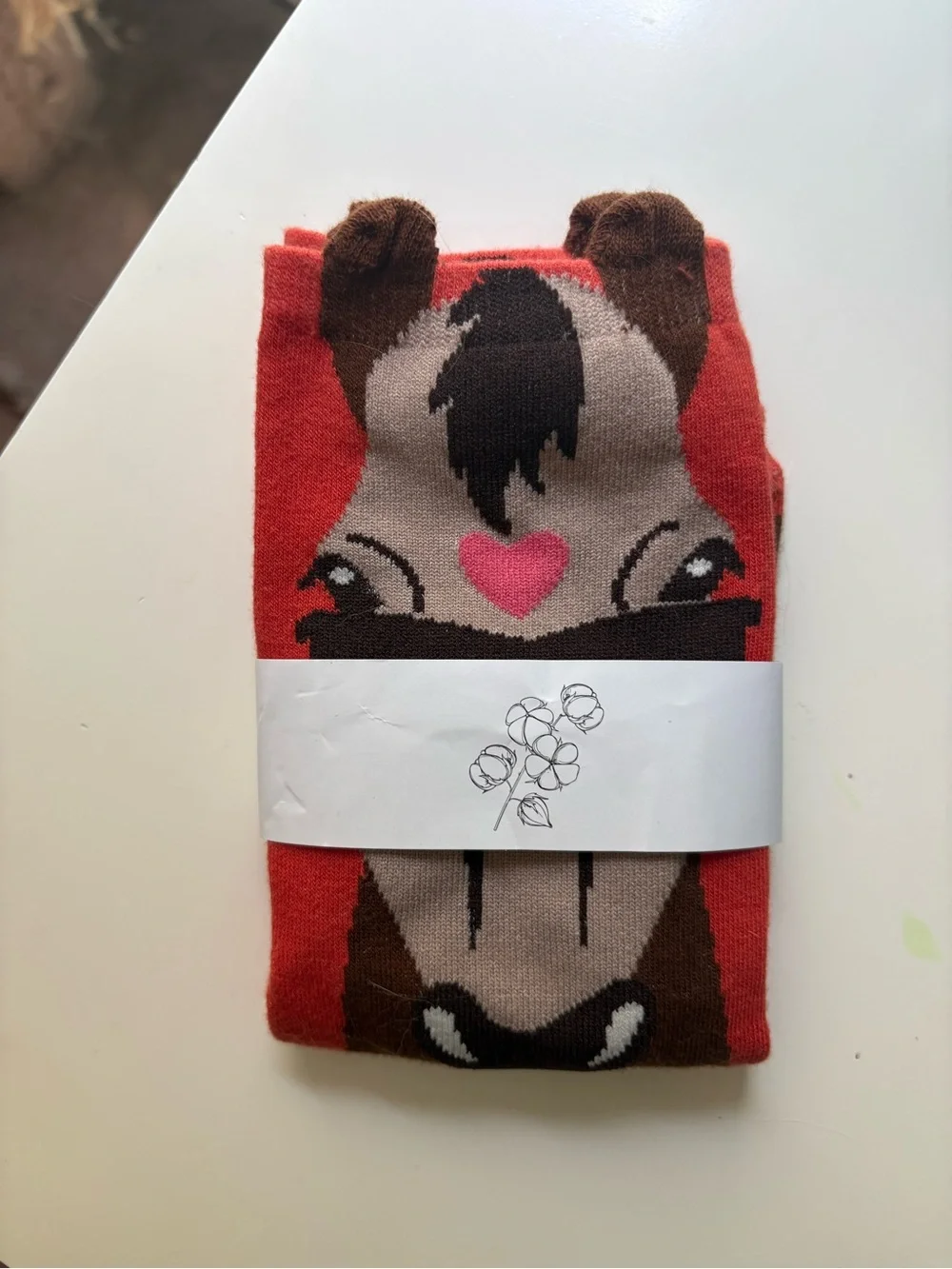 Kids Orange & Brown Horse Character Knee-High Socks